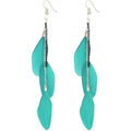 coadipress Boho Piercing Tassel Feather Long Chain Earrings Retro Lightweight Native Feather Dangle Drop Earrings for Women Bohemian Handmade Natural Feathers Earring Jewelry - color: Gem Green