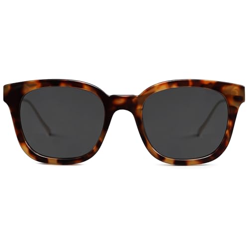 SOJOS Classic Square Polarized Sunglasses Womens Mens Retro Trendy UV400 Sunnies SJ2050 - color: Dark Brown Tortoise/Grey
