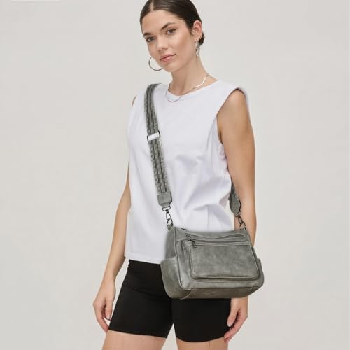 Bluome Crossbody Purses for Women, Medium Large Faux Leather Crossbody Bags Lightweight Sling Bag Shoulder Handbags - color: Dark Gray, size: Medium 7L