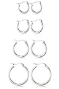 ORAZIO 4 Pairs Stainless Steel Hoop Earrings Set Cute Huggie Earrings for Women,10MM-20MM - style: Silver Plated,4 pairs