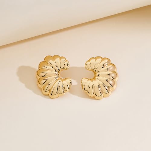 Irregular Gold Stud Earrings for Women Hammered Silver Stud Earrings Statement Geometric Earrings Vintage Gold Earrings - color: Spiral shell earrings