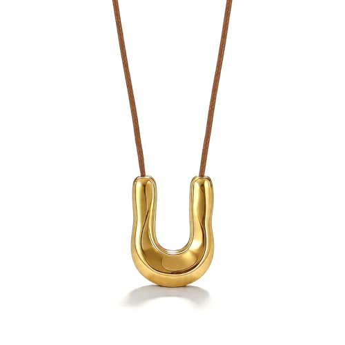 Frodete Statement Necklace for Women Chunky Gold Necklaces Long Pendant Necklace Boho Necklaces Gold Pendant Jewelry Cowboy Chic Style Cowgirl Outfit - color: Z4:Gold U Necklace