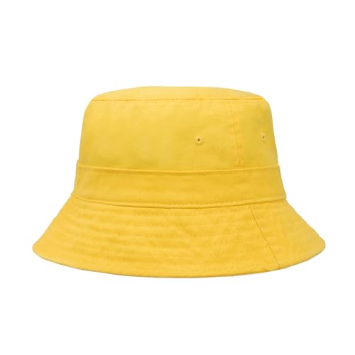 Hot Summer Bucket Hat - Trendy Cotton Sun Hat for Beach, Golf, Fishing - Fun Outdoor Vacation Boonie for Men and Women - color: Happy Lemon