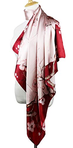 vabovin Satin Head Scarf for Women Silk Like Hair Scarf, 35 x 35 in | Silk Feel Fabric, Hair Wrap for Sleeping, Headscarf and Neck Scarf, Square Bandana Style, Fashion Accessory - color: 042 Wine Pink Plum Blossom