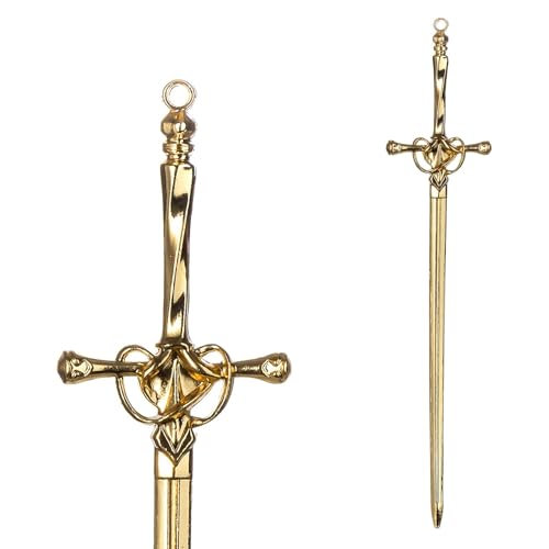 2pack 14K Golden Sword Styling Pins Black Wicca Witch Hair Stick Slide Renaissance Festival Hair Acceossories for Women 09