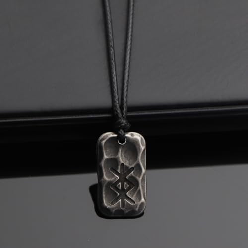 Ankiyabe Stainless Steel Norse Viking Rune Pendant with Adjustable Braided Rope Good Luck/Love/Strenght/Health Viking Symbol Necklace for Men Women - color: PROTECTION