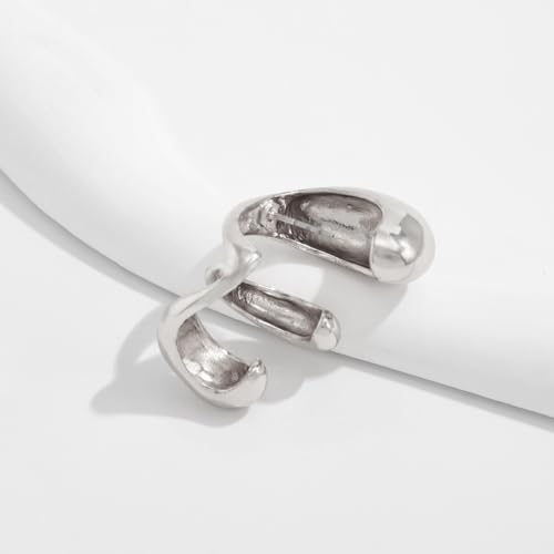 Ear Cuffs Non Piercing Chunky Water Droplet Ear Cuff Earrings for Women Trendy Clip on Cartilage Simple C-Shaped Diamond Studded Ear Clip Jewelry Best Gifts 2026 - color: B-Silver