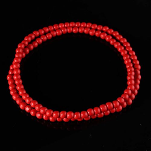 Punk Cool Colorful 8mm Wood Beads Chunky Strand Chunky Necklace Natural Wooden Chain Unisex Hip Hop Handmade African Statement Retro Bohemian Jewelry for Women Men - color: red
