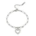 Emibele Heart Charm Bracelet for Women, Bible Verse Bracelet Stainless Steel 18K Gold Plated Bracelet Love Pendant Link Chain OT Clasp, Birthday Christmas Jewelry Gift for Mother Her - color: Silver Heart Charm