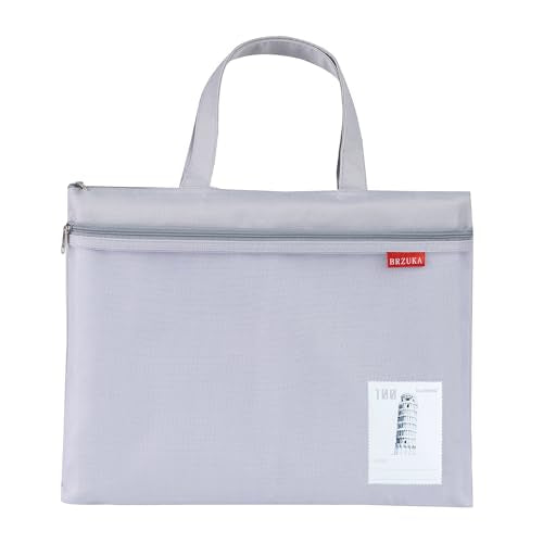 Mesh Zipper Pouch 11x13.7 in, A4 Double Pocket Waterproof File Bag with Handle, Document Storage for School/Travel/Office/Cross Stitch/Puzzle (Gray) - color: Gray