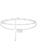 Silvora Ankle Bracelets for Women Waterproof 14K Gold/Silver/Black Initial Anklet for Women Dainty Layered Heart Ankle Bracelets Stainless Steel Adjustable Foot Chain Anklet Summer Beach Jewelry - color: M-Silver