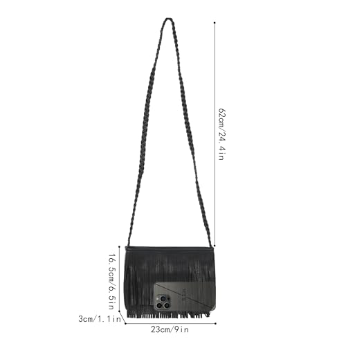 Hoce Women’s Leather Fringe Messenger Bag Large Hobo Crossbody Tassel Shoulder Bags, Gift for Mom Wife Girlfriend - color: Cd-black