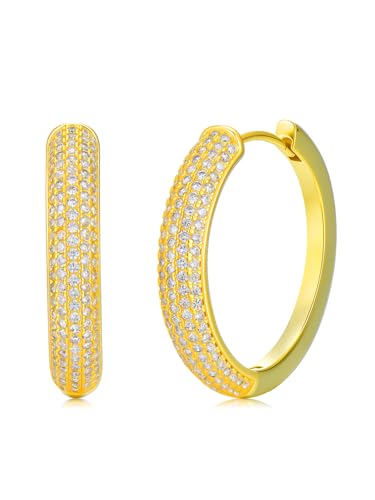 14K Gold Hoop Earrings for Women Hypoallergenic Lightweight Gold Huggie Hoop Earring Jewelry Gift - style: D-25mm