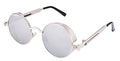 FEISEDY Retro Gothic Steampunk Sunglasses Round Metal Frame Punk Circle Inspired Shade Men B1857 - color: Silver/Silver