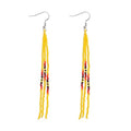 Native Long Beaded Tassel Earrings for Women, Boho Handmade Colorful Beads Statement Dangle Earing Prom Jewelry Gift. - color: Yellow