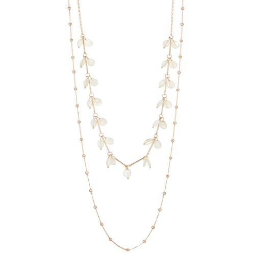 BULINLIN Layered Long Necklaces for Women Long Beaded Chain Necklace CostumeJewelry Mothers Day Gifts for Mom - color: White