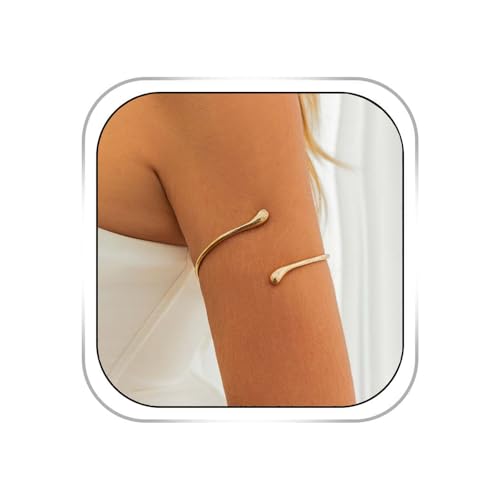 Arm Cuff Bracelet for Women Silver Upper Arm Cuffs Bracelet Water Droplet Shaped Bangles Minimalist Style Fashion Mermaid Costume Jewelry Party Accessory - style: Big Gold Style