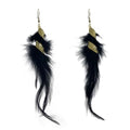 Feather Earrings for Women Bohemian Fringe Tassel Long Drop Dangle Earrings Lightweight Boho Statement earrings - color: black