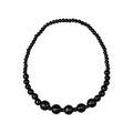 COLORFUL BLING Natural Chunky Wooden Beads Statement Necklace Boho African Tribal Collar Choker Bib Necklace Hippie Vacation Jewelry for Unisex Men Women - color: grooved black