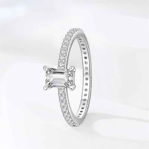 KUNSIR 925 Sterling Silver Rings Classic Cubic Zirconia Eternity Promise Statement Anniversary Wedding Bands Engagement Rings for Women Infinity Forever Love Ring Size 7-9 - style: Minimalist Diamond Ring