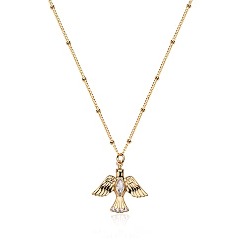 Fettero Animal Necklaces for Women 14K Gold Plated Charm Snake Necklace Elephant Bird Cat Butterfly Pendant Cute Dainty Necklace Jewelry - style: Dove Peace