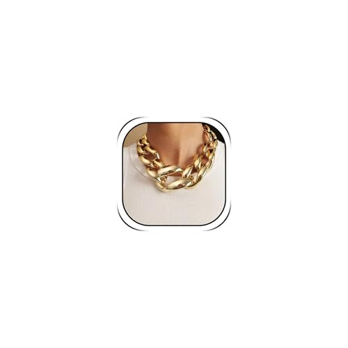 Chunky Chain Necklaces Women Statement Collar Necklace Gold Flat Snake Chain Choker Ribbed Design for Party, Dress Jewelry Gifts - color: A15