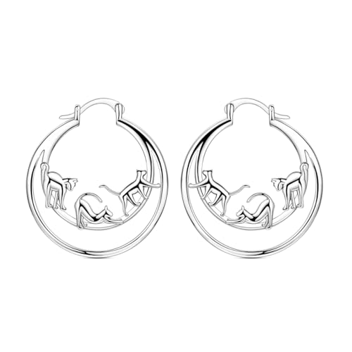 NARMO 925 Sterling Silver Hoop Earrings for Women Hypoallergenic Lightweight Simple Huggie Hoop Earrings Twisted Hoop Earrings Colorful Cubic Zirconia Hoop Earrings Rainbow Hoop Earrings - color: Cat Life