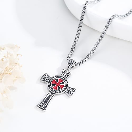 Cross Necklace 925 Sterling Silver Turquoise Christian Pendant Religious Cross Jewelry Christmas Gifts for Women Men - style: Templar Cross