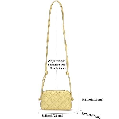 ZEDIUH Woven Bag for Women Crossbody Shoulderbag, Small Vegan Leather Purse - color: Yellow