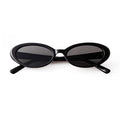 90s Sunglasses for Women Men Retro Small Oval Sunglasses - color: Black/Grey