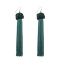 Tassel Dangle Earrings for Women, Handwoven Knot Top Boho Fringe Earrings Lightweight Long Drop Earrings with French Hook, Fashion Statement Jewelry for Party Vacation Daily Wear - color: green