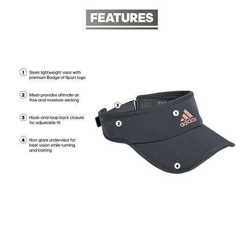 adidas Women's Superlite Visor – Lightweight Moisture-Wicking Running Tennis Hat - color: Grey Six/Rose Gold/2