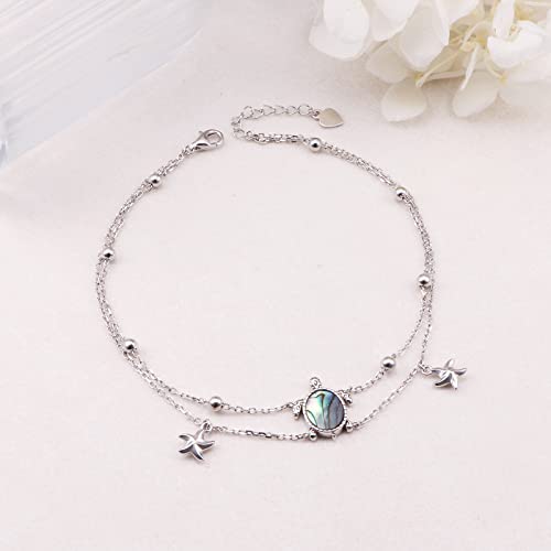 Anklets for Women S925 Sterling Silver Adjustable Beach Foot Ankle Bracelet Jewelry Gifts - style: Turtle
