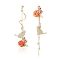 Lightweight Boho Chic Crystal Asymmetry Flower Drop Earrings White Long Dangle Petals Tassel Earrings for Women Wedding Jewelry - color: B