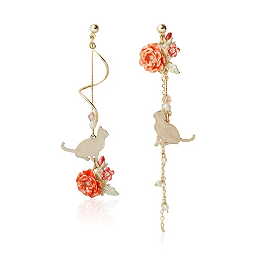 Lightweight Boho Chic Crystal Asymmetry Flower Drop Earrings White Long Dangle Petals Tassel Earrings for Women Wedding Jewelry - color: B