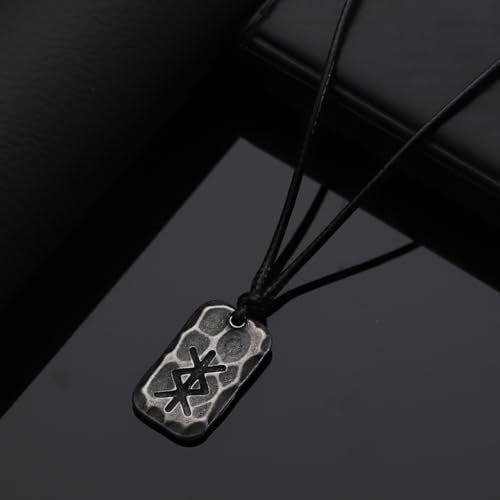 Ankiyabe Stainless Steel Norse Viking Rune Pendant with Adjustable Braided Rope Good Luck/Love/Strenght/Health Viking Symbol Necklace for Men Women - color: PROTECTION
