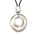 GelConnie Leather Necklace for Women Round Wooden Pendant Long Leather Choker Vintage Sweater Necklace Gold Chunky Boho Necklaces for Women - style: Boho Silver Necklace
