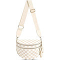 Checkered Crossbody Bag for Women Bum Bag Spacious Nylon Fanny Packs Cross Body Shoulder Purses Bag Handbags - color: Beige Checkered