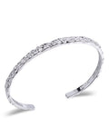 Silver Hammered Texture Cuff Bracelet for Women - Adjustable Silver Bangle, Boho Chic Jewelry