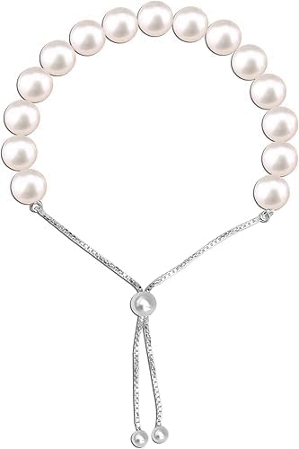 LeCalla Pearl Bracelets for Women in 925 Sterling Silver & 14K Gold-Plated Silver | Adjustable Pearl Bolo Bracelets | Handmade Sliding Chain Beaded Bracelet Jewelry Gifts for all Occasions - color: Bolo Bead Bracelet