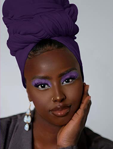 HOMELEX Head Wraps Turbans Stretch Jersey Knit Headwraps Wrap Turban Scarf Tie for Women - color: Pp-1