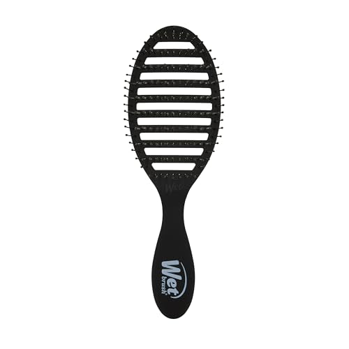 Wet Brush Speed Dry Hair Brush, Black Frost - Vented Design & Soft HeatFlex Bristles Are Blow Dry Safe - Ergonomic Handle Manages Tangles - Pain-Free Hair Accessories - color: Frost Black, size: 1 Count (Pack of 1)