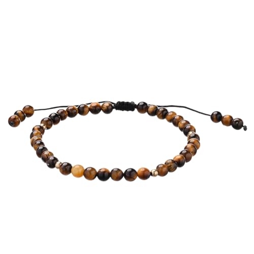 Softones 6mm Natural Stone Anklet for Women Gemstone Ankle Bracelets for Women Healing Energy Crystal Anklets Adjustable(8.5-10 Inches) - color: Tiger Eyes