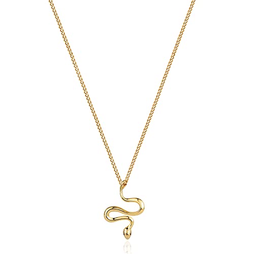 Fettero Animal Necklaces for Women 14K Gold Plated Charm Snake Necklace Elephant Bird Cat Butterfly Pendant Cute Dainty Necklace Jewelry - style: Snake-B