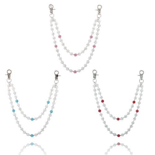 Rhinestone Ball Jeans Chain, Double Layer Crystal Waist Chain, Silver & Blue Sparkly Bling Pants Chain, Hip Hop Belt Chain Accessories for Women Men, Y2K Punk Aesthetic for Party, Festival, Everyday Wear - color: Pink