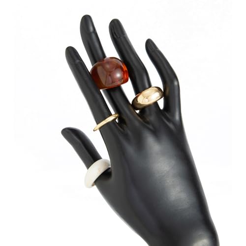 Chunky Adjustable Open Ring for Women Vintage Resin Geometric Ring Boho Statement Ring Set CZ Fashion Classic Jewelry Accessories - color: Gold