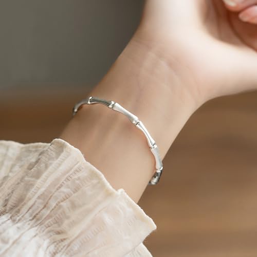 925 Sterling Silver Bracelets Open Adjustable Bangle Bracelet Teardrop Water Drop Cuff Bangles for Women - color: Pattern 6