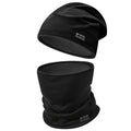 WK IEASON Winter Thermal Fleece Hat Scarf Set for Men Women Warm Windproof Cap Neck Warmer Fleece Beanie Scarf Set for Skiing - color: Solid Black