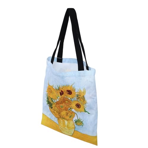 Canvas Tote Bag for Commuting, Foldable Travel Tote Bag Beach Bag Reusable Grocery Bags for Men Women, 13.4 x 14.2 Inch - color: C-sunflower
