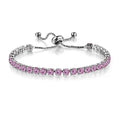 Tennis Chain Rhinestone Beads Slider Bracelet 14K Gold Silver Plated Adjustable Crystal Seed Bracelet for Women Wedding Party Geometric Jewelry Gift - color: N purple silver